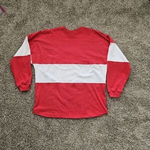 Spirit Jersey Sz Large Oversized Sweatshirt Striped Pullover Crew Neck Tee NWOT